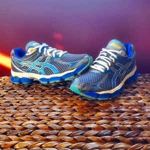 ASICS Gel-Cumulus 14 Womens Size 8.5 Running Shoes Sneakers Gray Blue T297N (D)